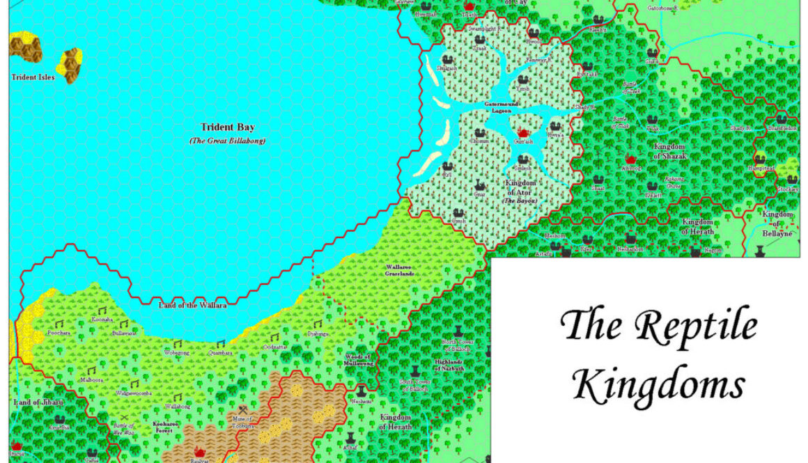 The Reptile Kingdoms, 8 miles per hex by Adamantyr, July 2001