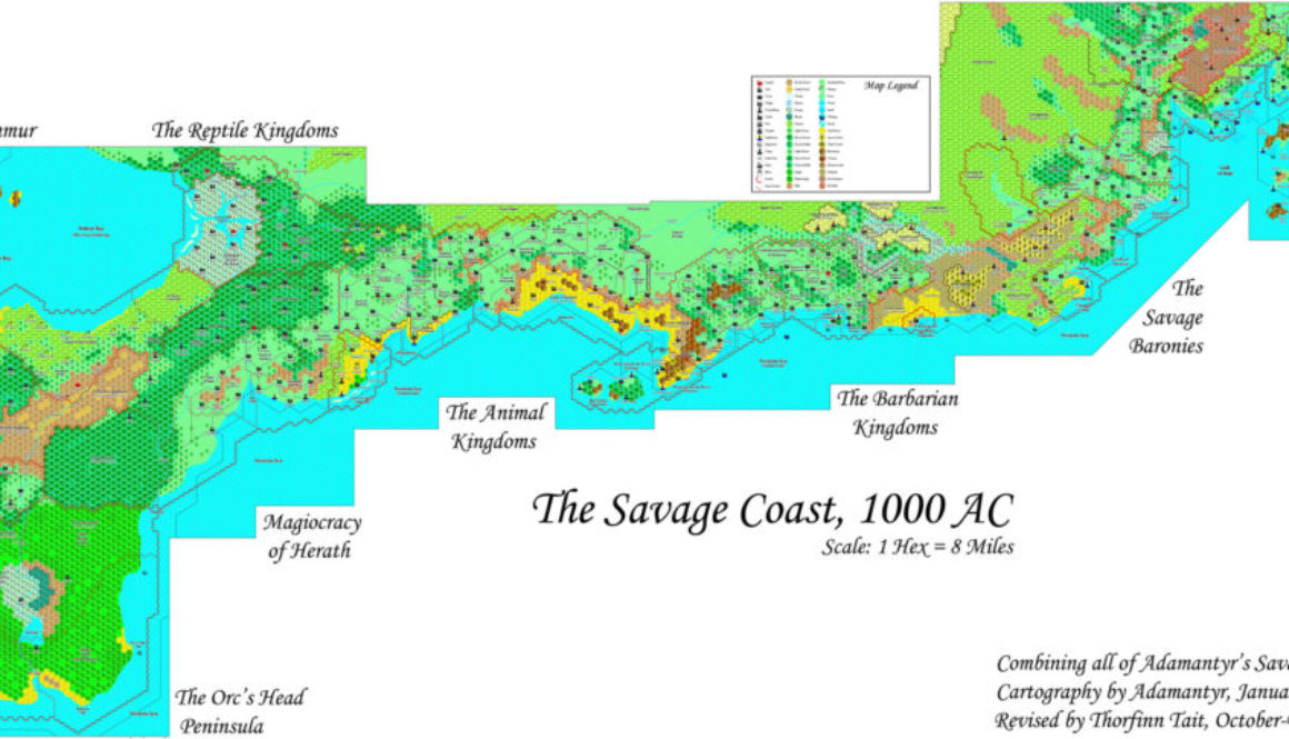 The Savage Coast, 8 miles per hex by Adamantyr, Revised by Thorf, December 2020