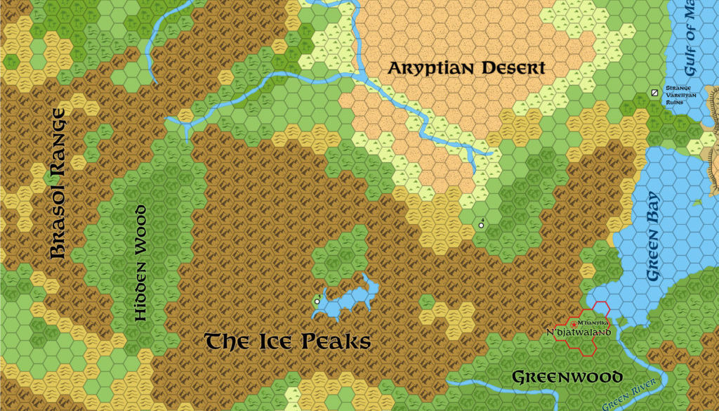 Standardised replica of Geoff Gander’s Davania: Aryptian Region, 72 miles per hex
