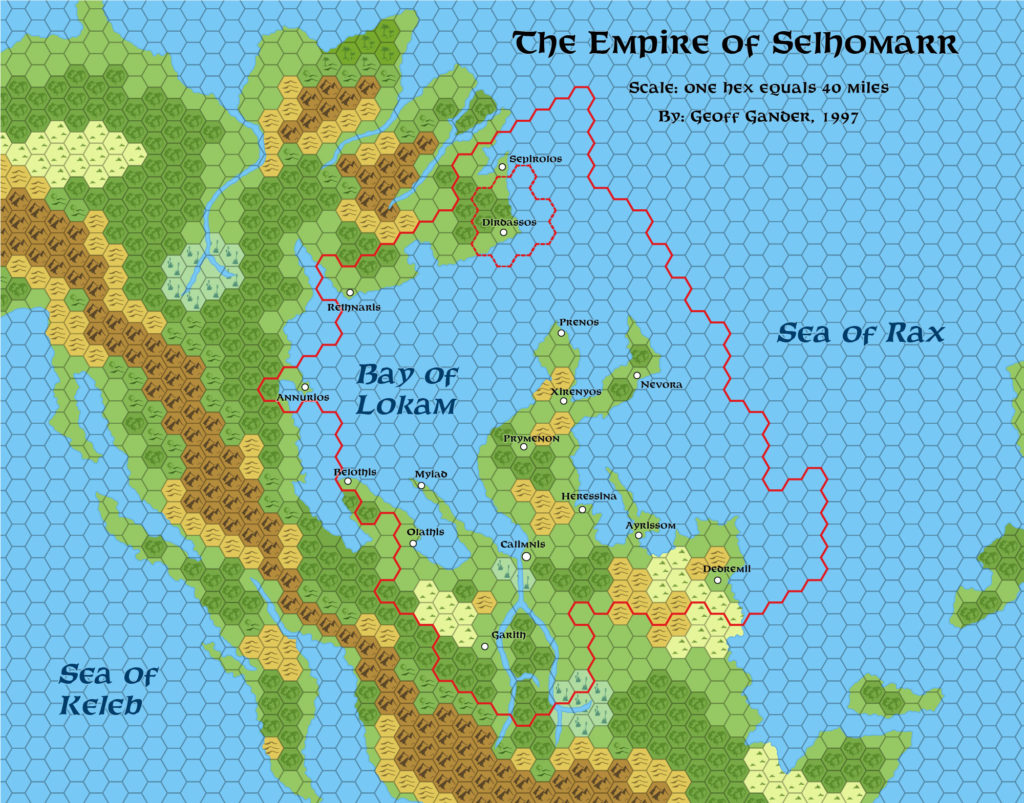 Standardised replica of Geoff Gander’s Selhomarr, 40 miles per hex