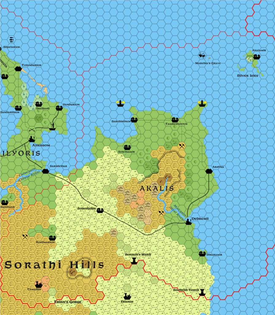 Replica of Geoff Gander’s Akalis, 8 miles per hex, March 2021