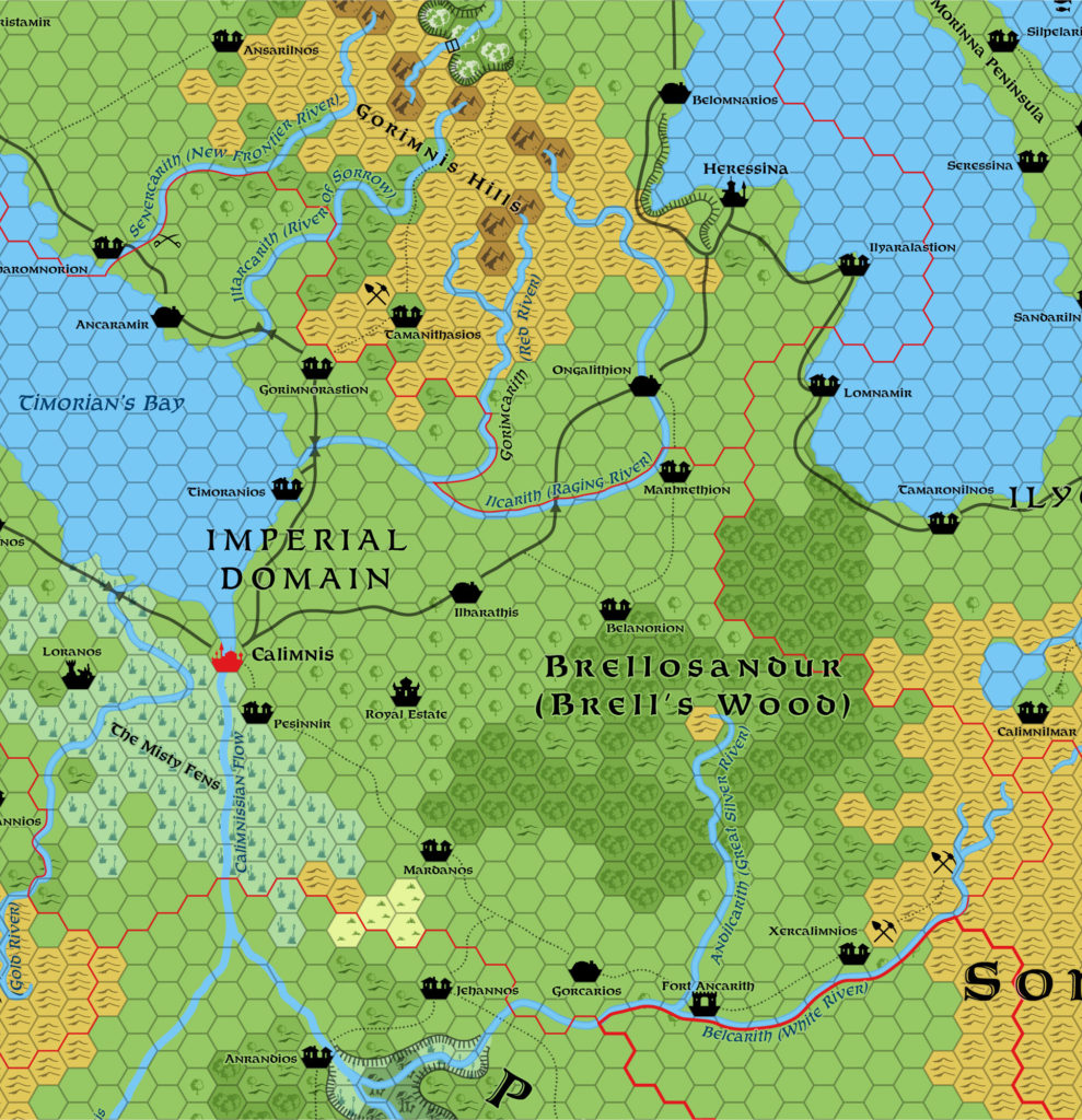 Replica of Geoff Gander’s Imperial Domain, 8 miles per hex, March 2021