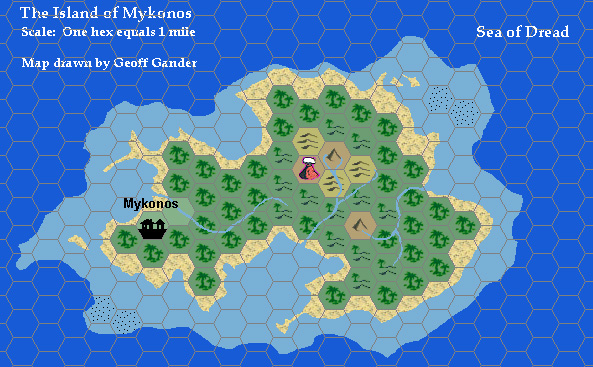 Mykonos, 1019 AC, 1 mile per hex, by Geoff Gander, December 2003