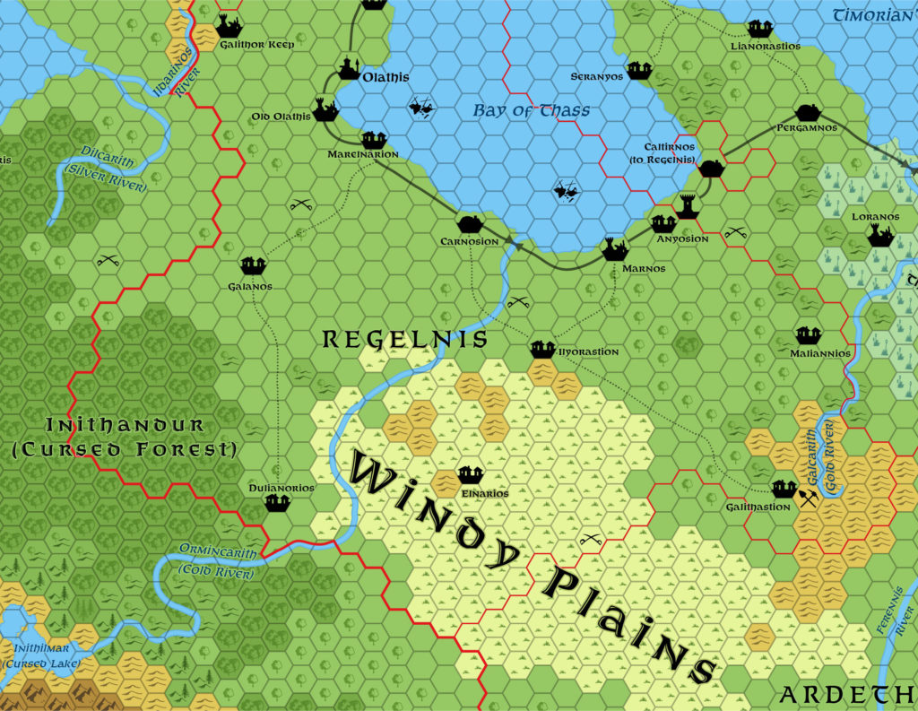 Replica of Geoff Gander’s Regelnis, 8 miles per hex, March 2021