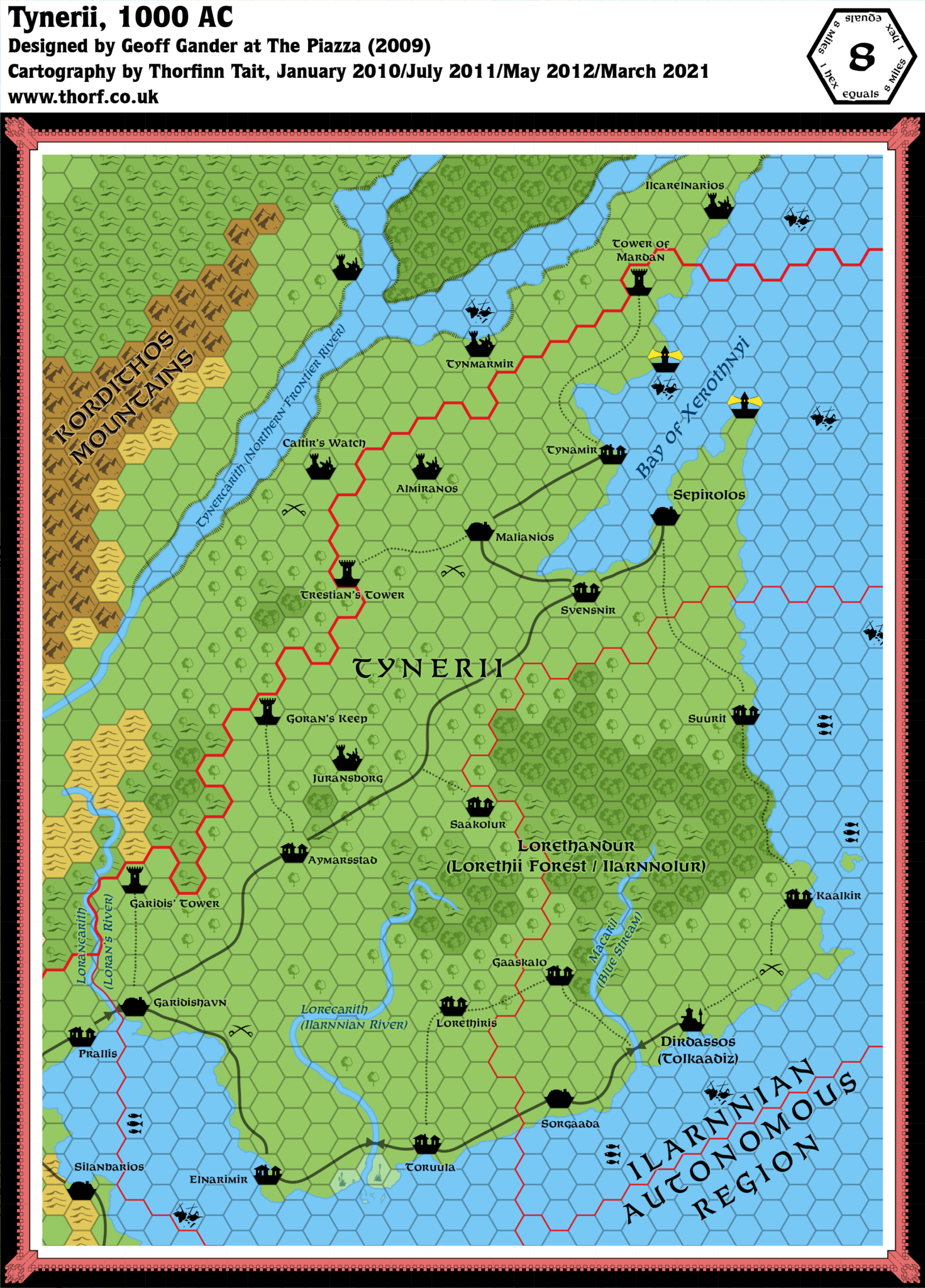 Geoff’s Tynerii, 8 miles per hex | Atlas of Mystara