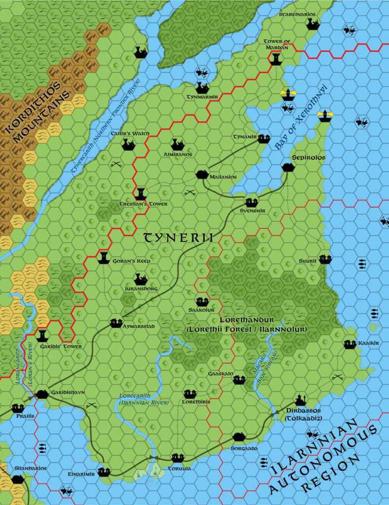 Replica of Geoff Gander’s Tynerii, 8 miles per hex, March 2021