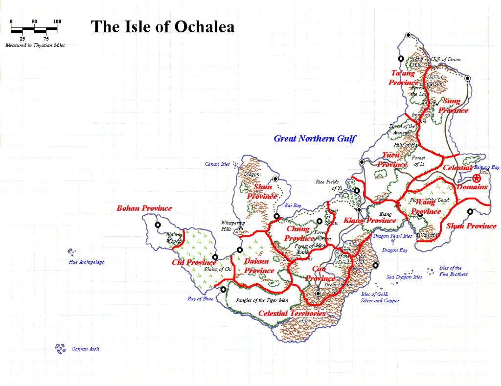 Political map of Ochalea, by James Mishler, September 1998
