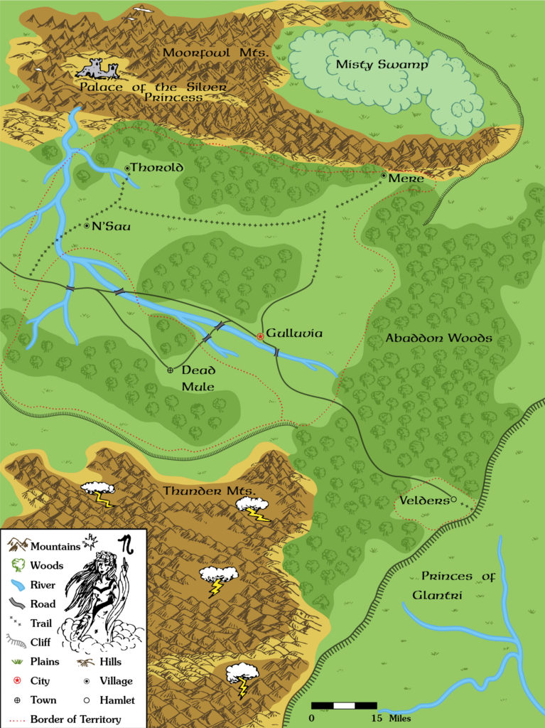 Colourised replica of B3 (orange cover) map of Gulluvia