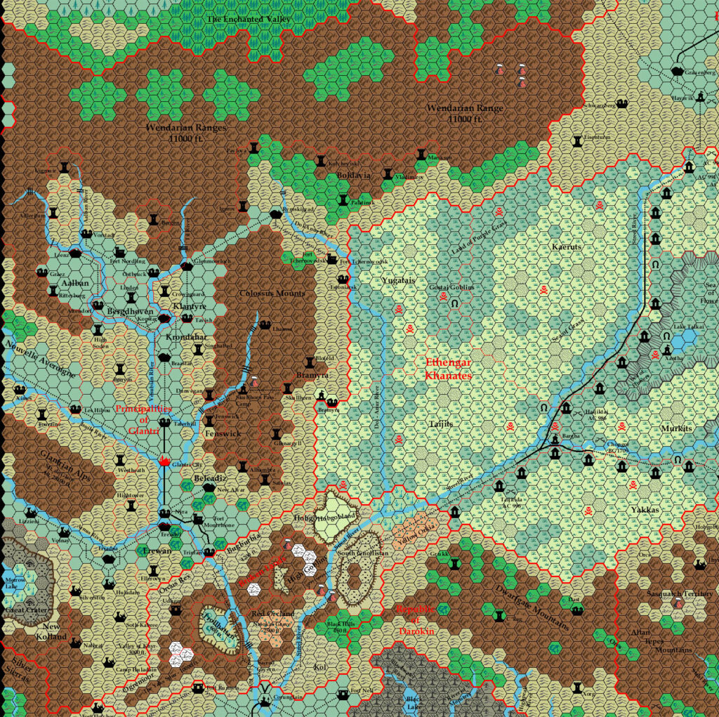Glantri, 8 miles per hex by Ricardo Matheus, September-November 2000