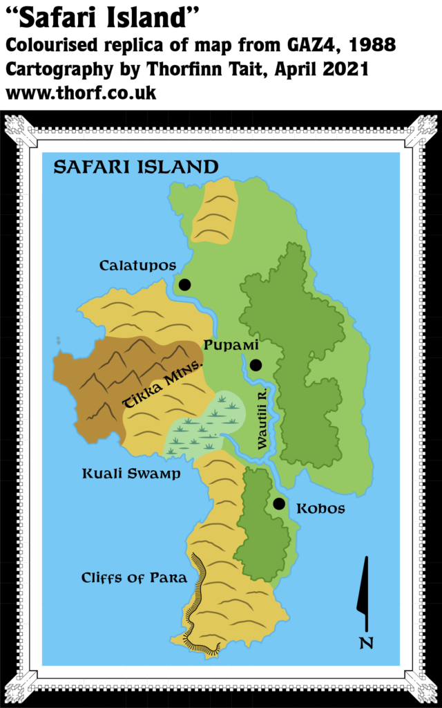 Colourised replica of GAZ4’s map of Safari Island