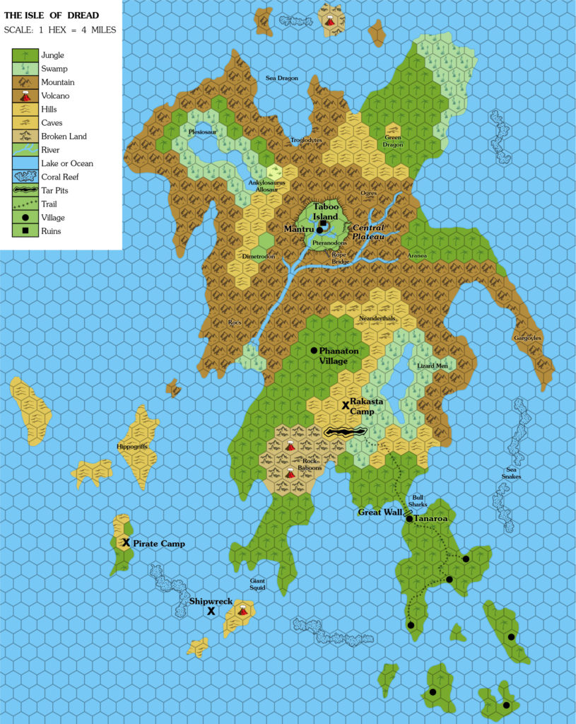 The Isle of Dread, 4 miles per hex (1981)