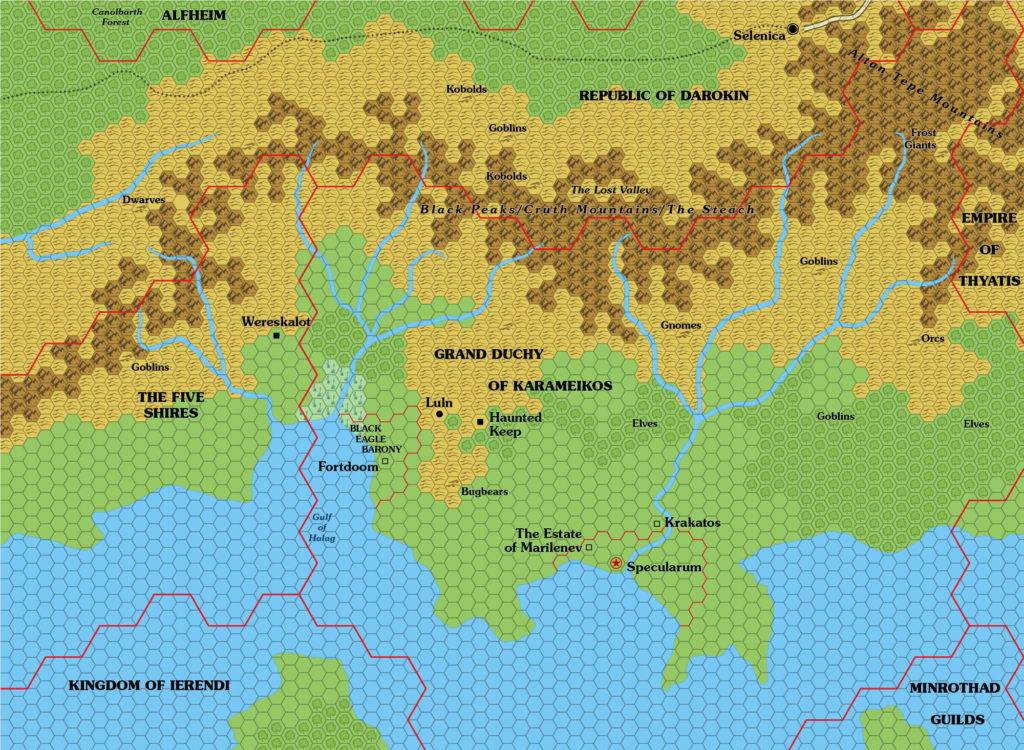 Karameikos, 6 miles per hex (1981)