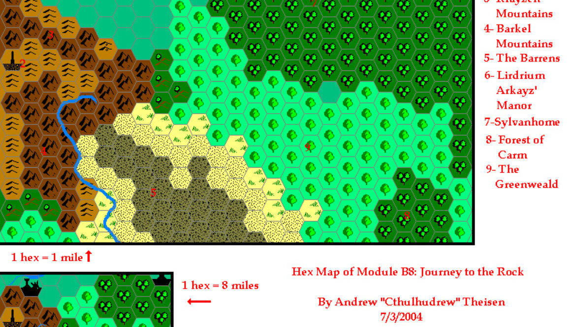 Journey to the Rock, 1 mile per hex by Andrew Theisen, July 2004