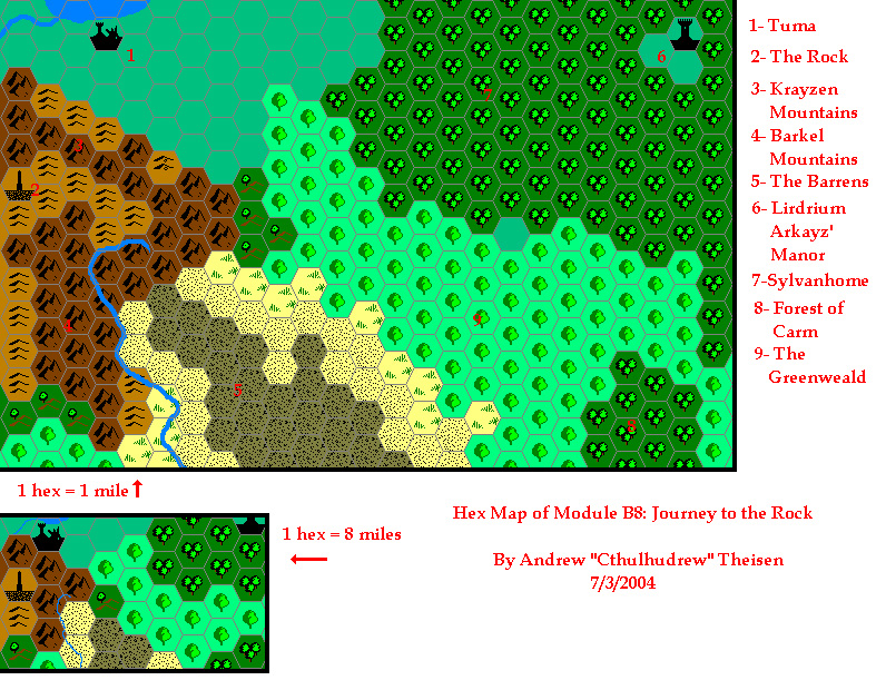 Journey to the Rock, 1 mile per hex by Andrew Theisen, July 2004
