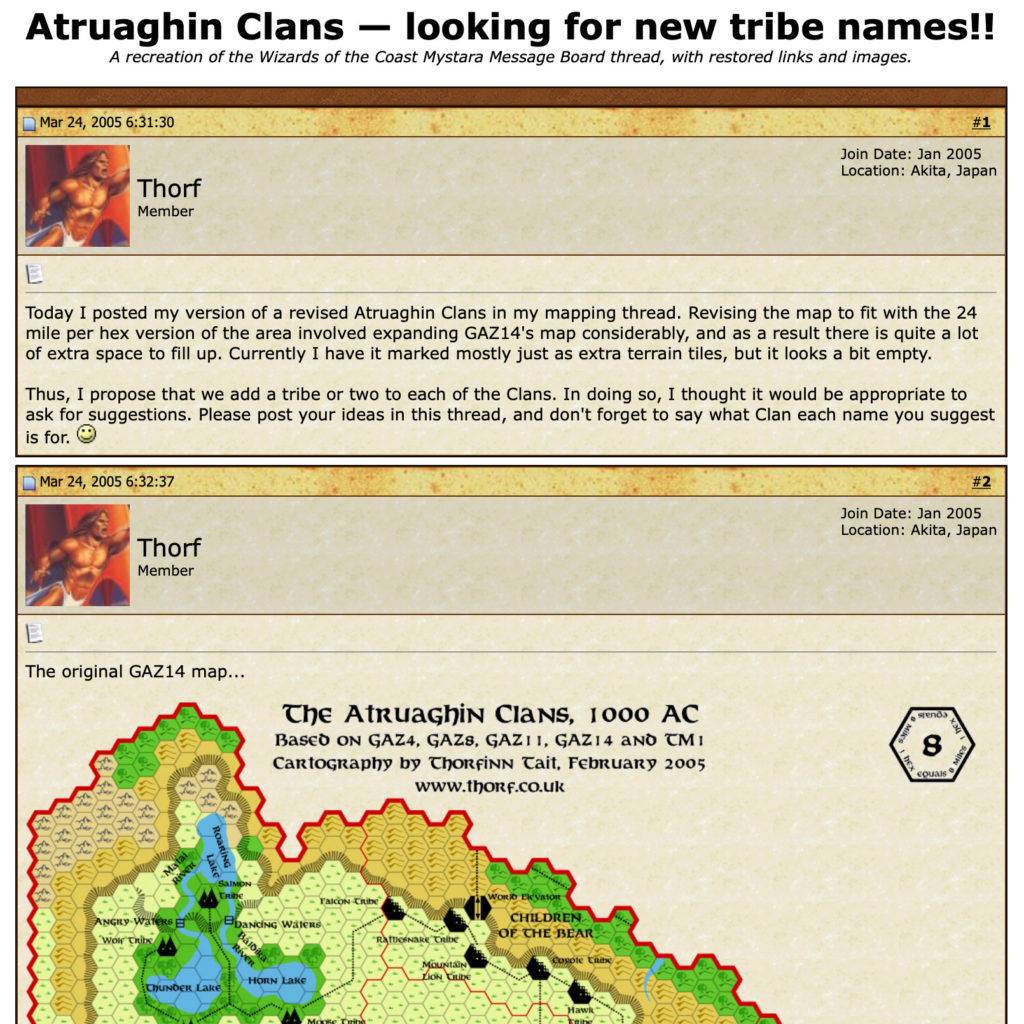 Atruaghin Clans — looking for new tribe names!! A recreation of the Wizards of the Coast Mystara Message Board thread, with restored links and images.