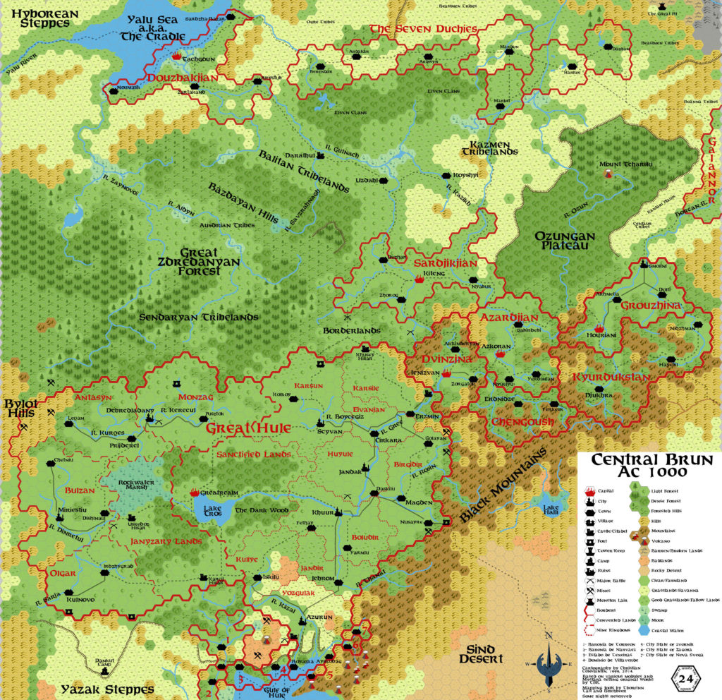 Central Brun, 24 miles per hex by Christian Constantin, October 2014