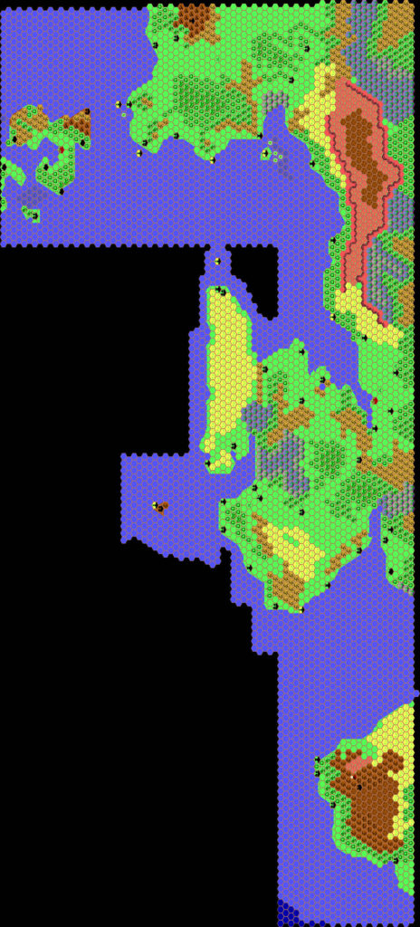 Western Isle of Dawn, 8 miles per hex by Thibault Sarlat, January 1998