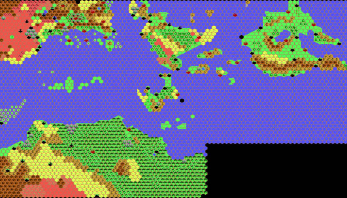 The Known World and Surrounding Areas, 72 miles per hex by Thibault Sarlat, January 1998