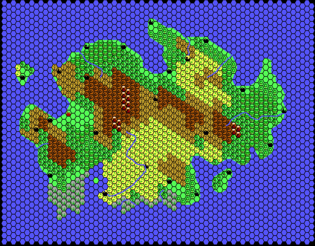 Lhomarr 7,500 BC, 48 miles per hex by Thibault Sarlat, April 2001