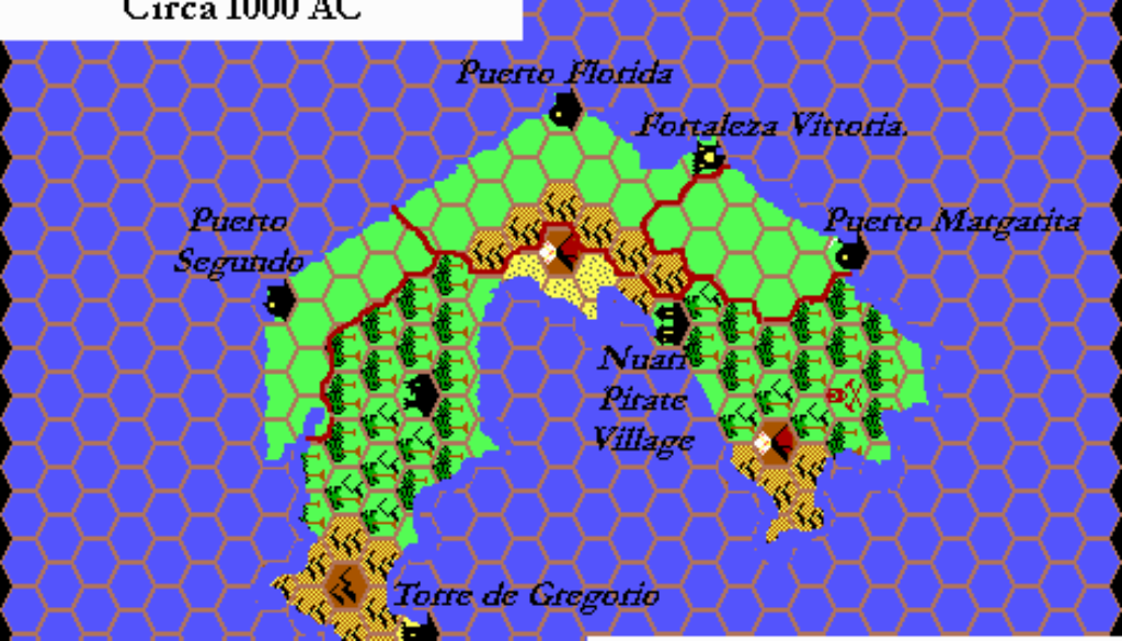 Nueva Ispañola, 8 miles per hex by Thibault Sarlat, December 1999