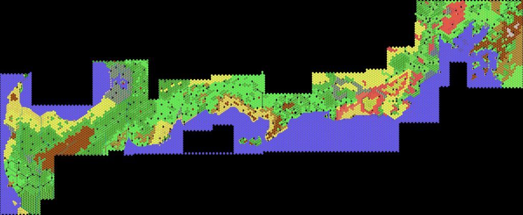 The Savage Coast, 8 miles per hex by Thibault Sarlat, January 1998