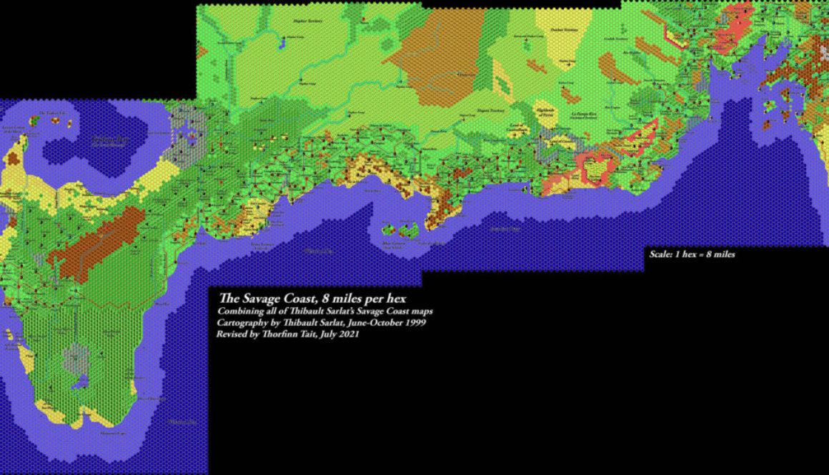 The Savage Coast, 8 miles per hex by Thibault Sarlat, July 2021