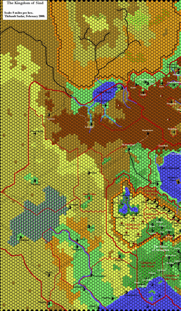 Kingdom of Sind, 8 miles per hex by Thibault Sarlat, February 2000