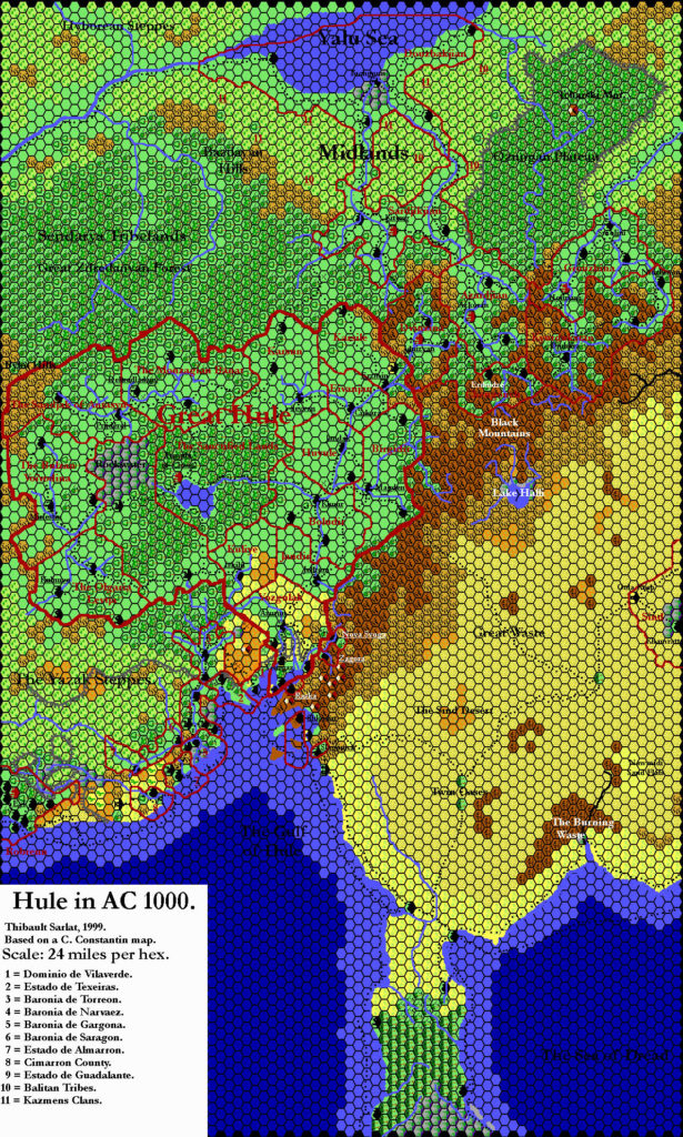 Hule, 24 miles per hex by Thibault Sarlat, April 2001