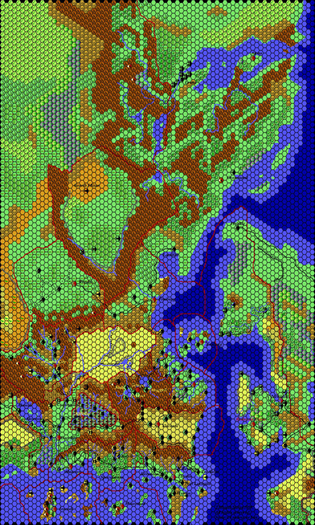 The Known World, 24 miles per hex by Thibault Sarlat, June 2001 (final version)