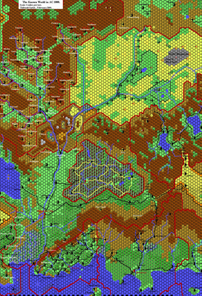 The Known World, 8 miles per hex by Thibault Sarlat, February 2000