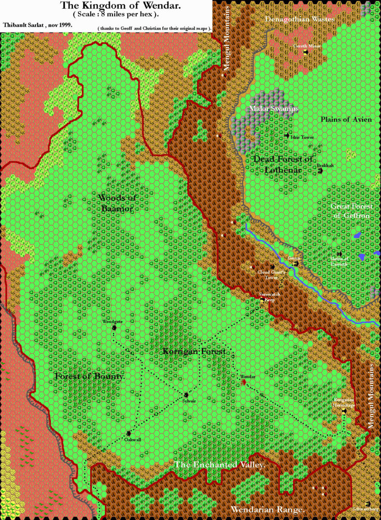 Wendar, 8 miles per hex by Thibault Sarlat, November 1999