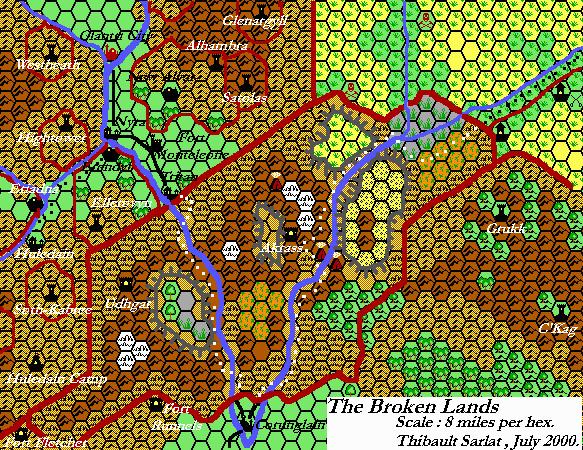 The Broken Lands, 8 miles per hex by Thibault Sarlat, September 2001
