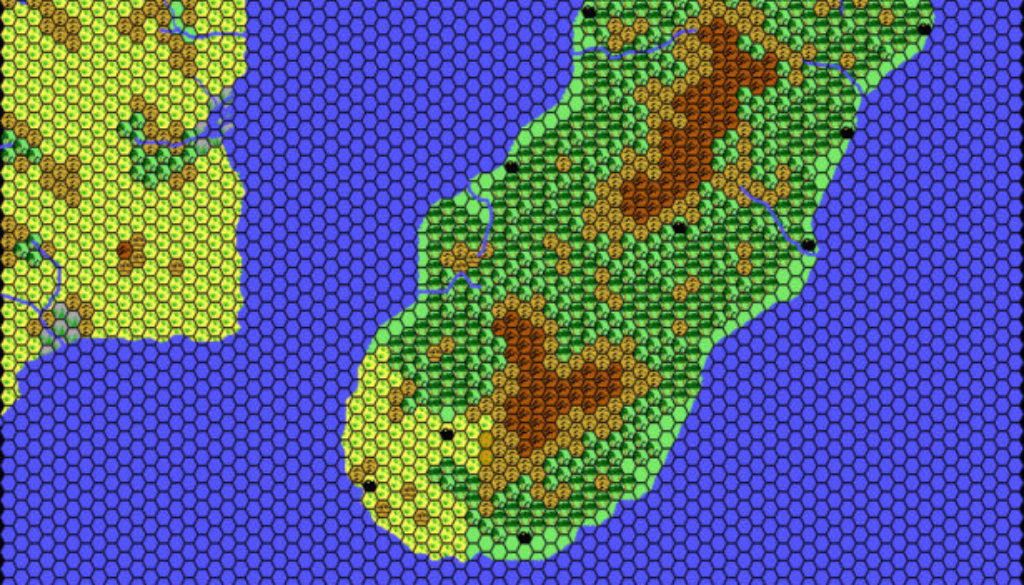 The Island of Cestia, 24 miles per hex by Thibault Sarlat, August 2000