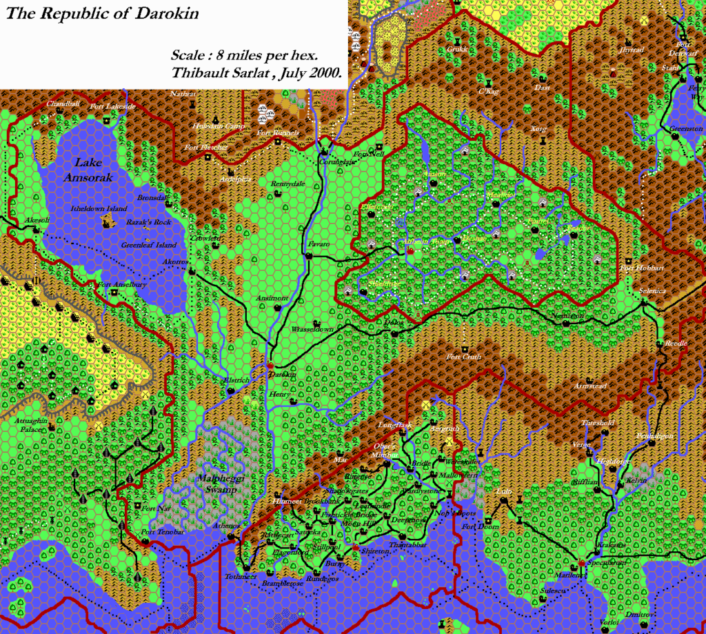 The Republic of Darokin, 8 miles per hex by Thibault Sarlat, August 2000