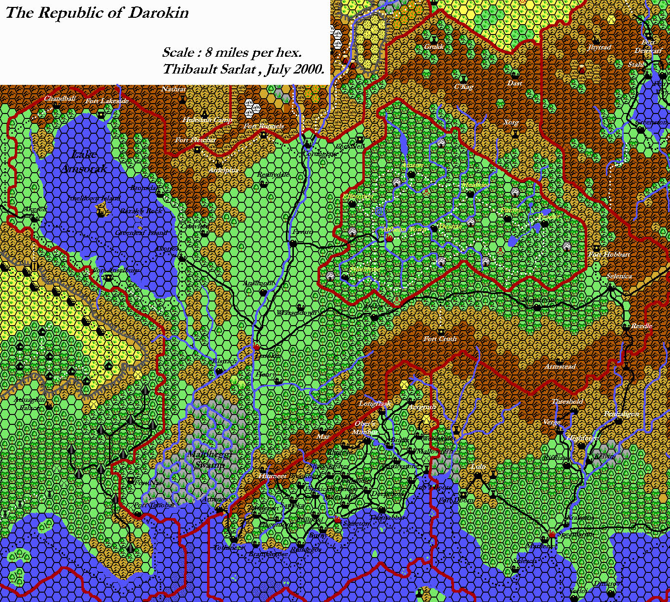 The Republic of Darokin, 8 miles per hex by Thibault Sarlat, September 2001