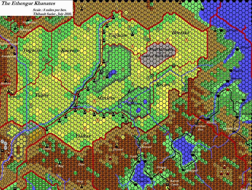 The Ethengar Khanates, 8 miles per hex by Thibault Sarlat, September 2001