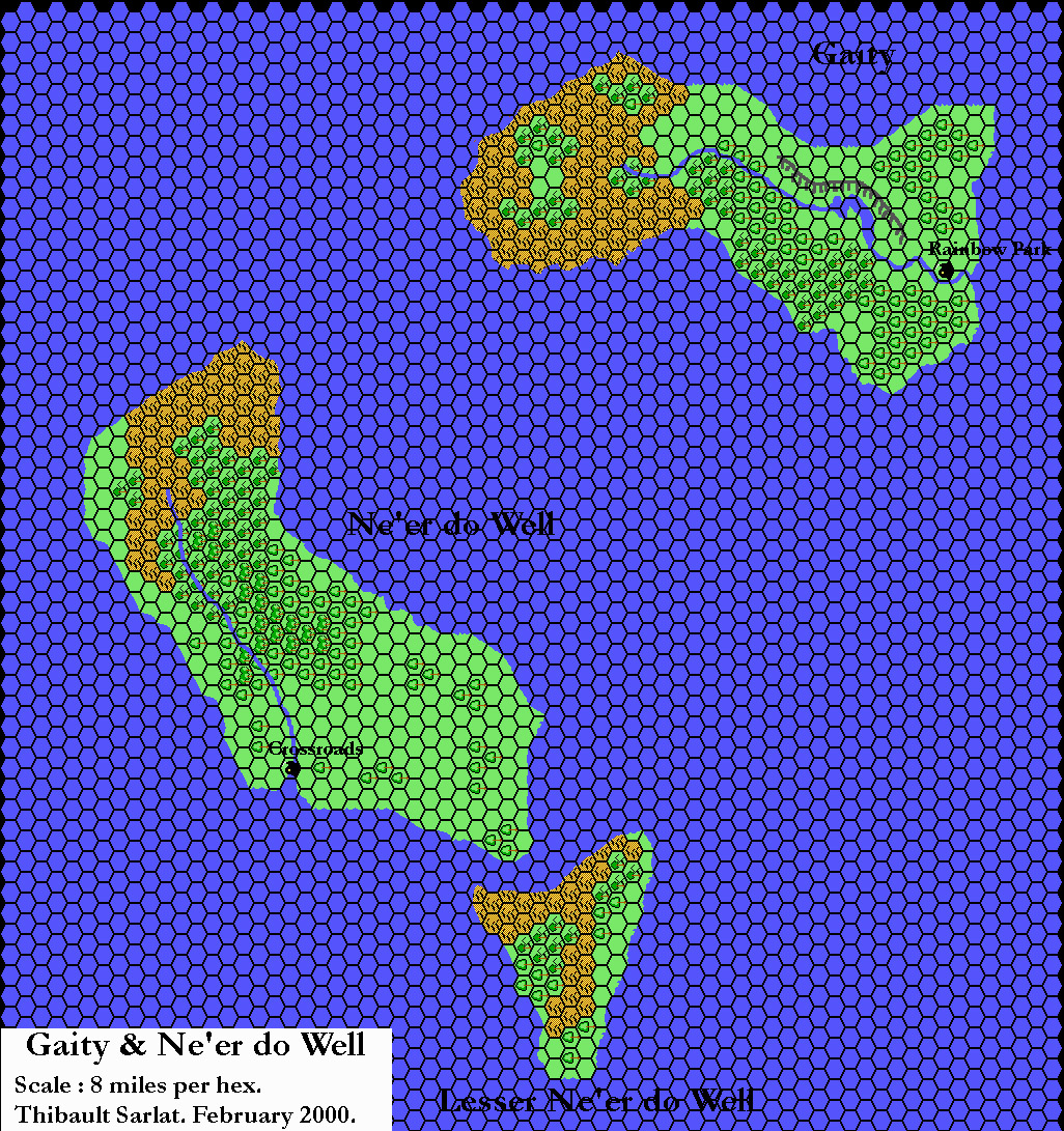 Gaity and Ne’er-do-well, 8 miles per hex by Thibault Sarlat, February 2000