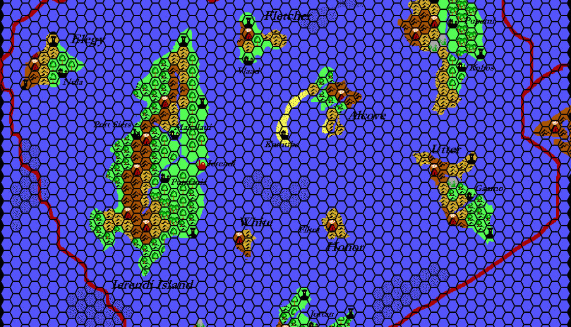 Kingdom of Ierendi, 8 miles per hex by Thibault Sarlat, September 2001