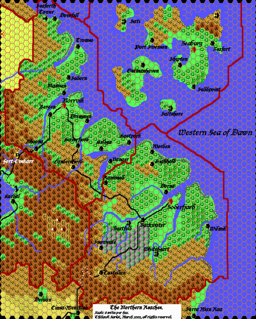 The Northern Reaches, 8 miles per hex by Thibault Sarlat, March 2000