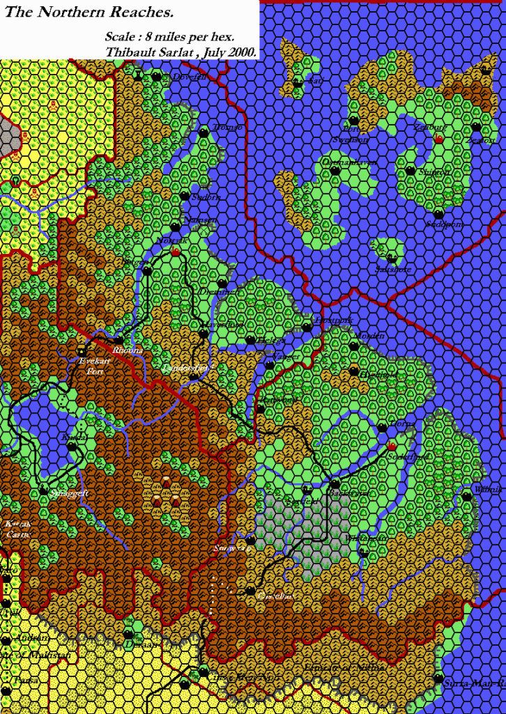 The Northern Reaches, 8 miles per hex by Thibault Sarlat, c. May 2004