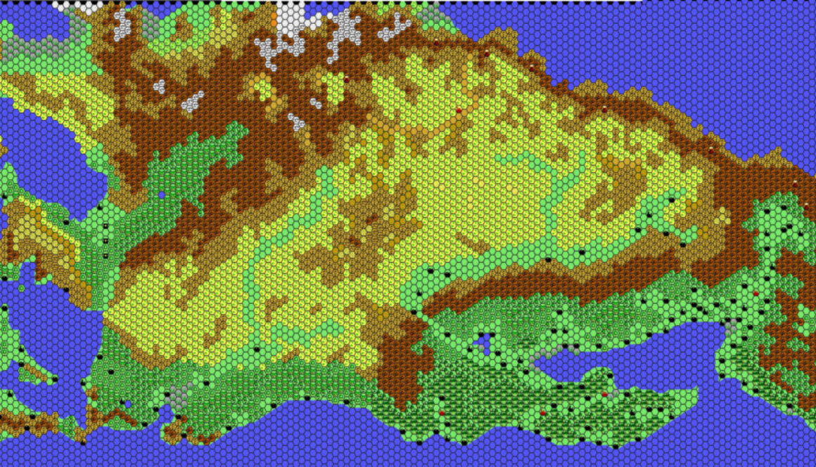 The Continent of Skothar, 72 miles per hex by Thibault Sarlat, November 2000