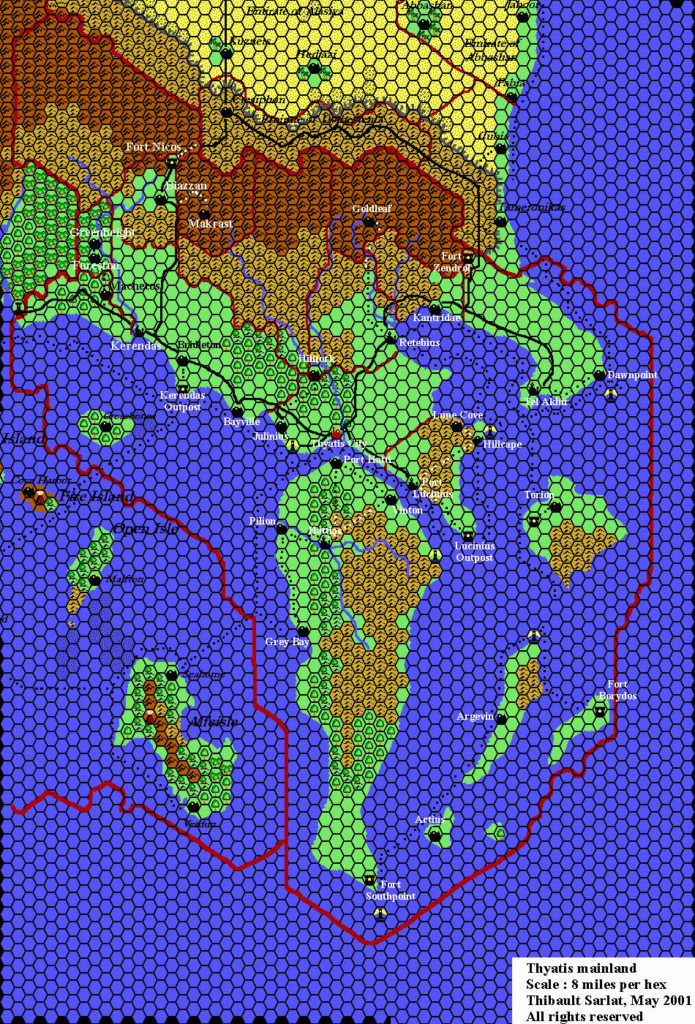 The Empire of Thyatis, 8 miles per hex by Thibault Sarlat, May 2001