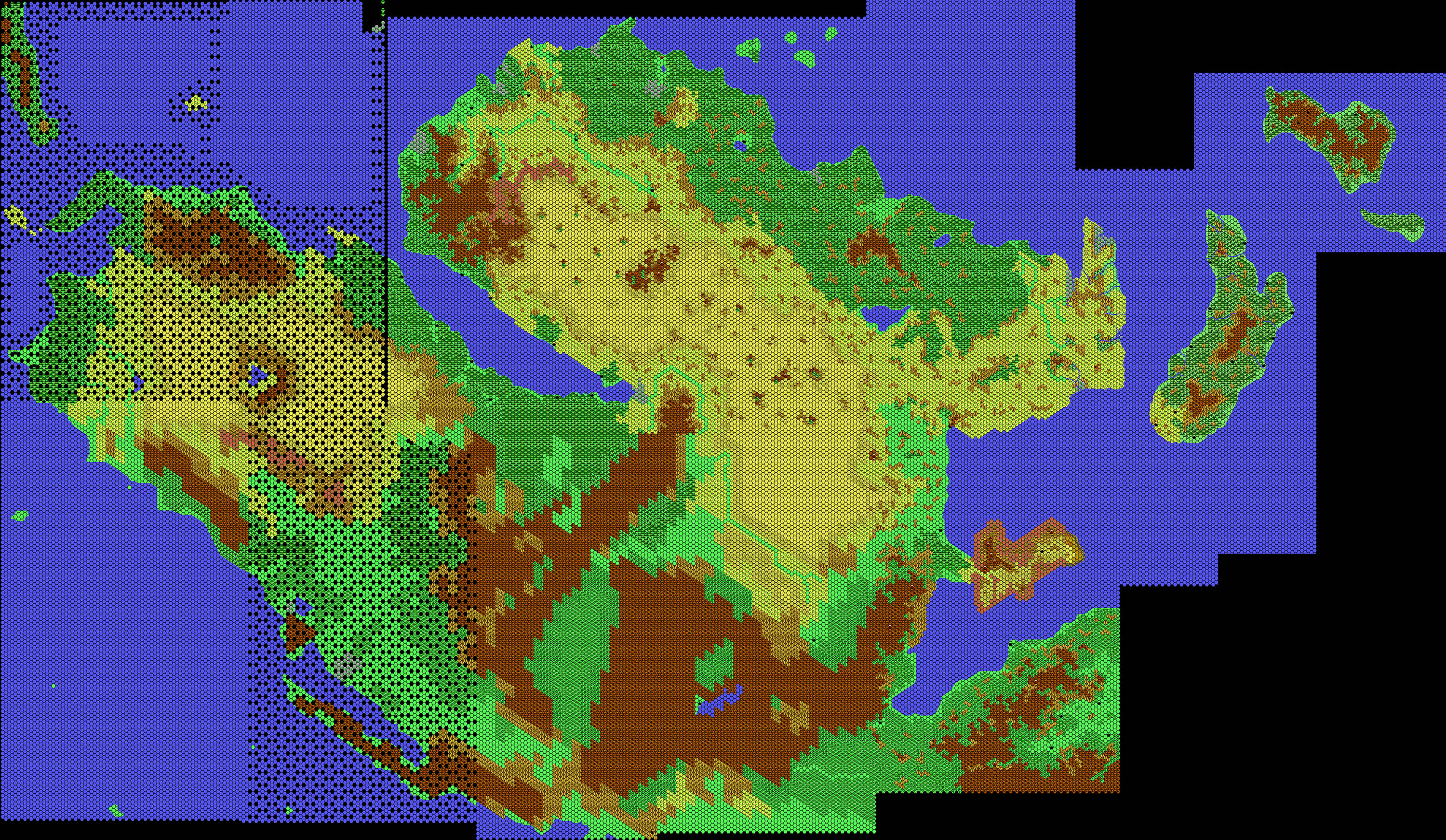 Work-in-progress map of Davania, 24 miles per hex by Thibault Sarlat, March-May 2001 (Combined by Thorfinn Tait, October 2021)