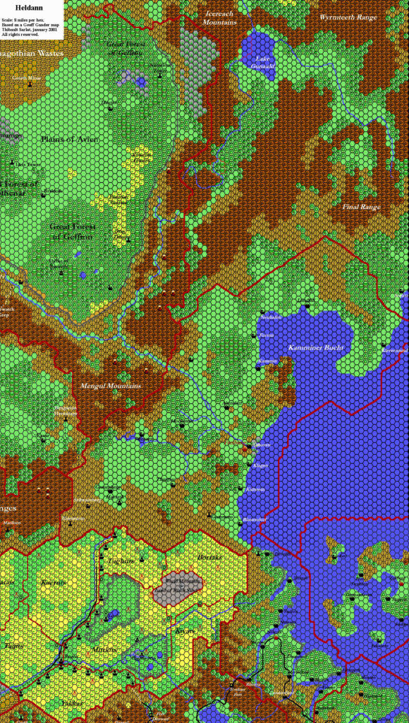 Heldann, 8 miles per hex by Thibault Sarlat, January 2001