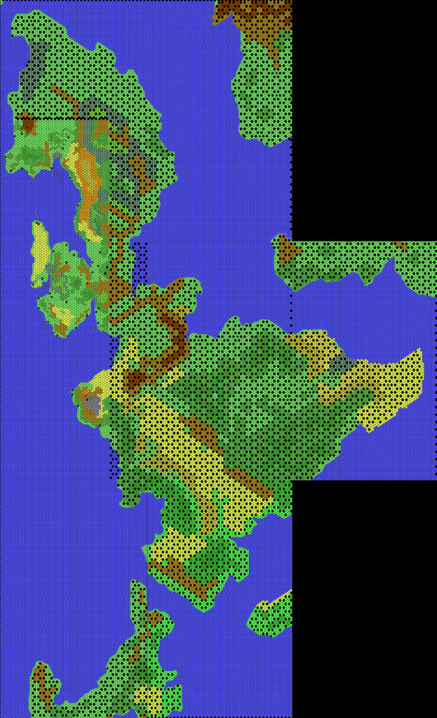 Revised first draft of the Isle of Dawn, 8 miles per hex by Thibault Sarlat, September 2001 (combined by Thorfinn Tait, October 2021)