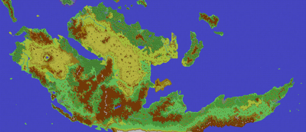 The Continent of Davania, 24 miles per hex by Thibault Sarlat, March 2002