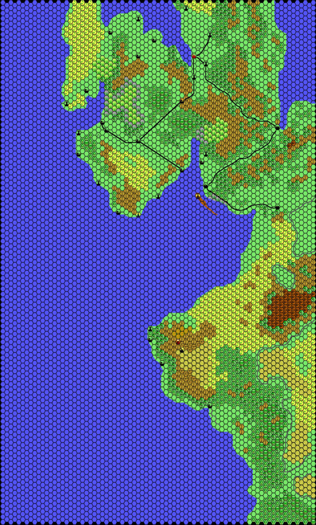 Midwestern Isle of Dawn, 8 miles per hex by Thibault Sarlat, September 2001