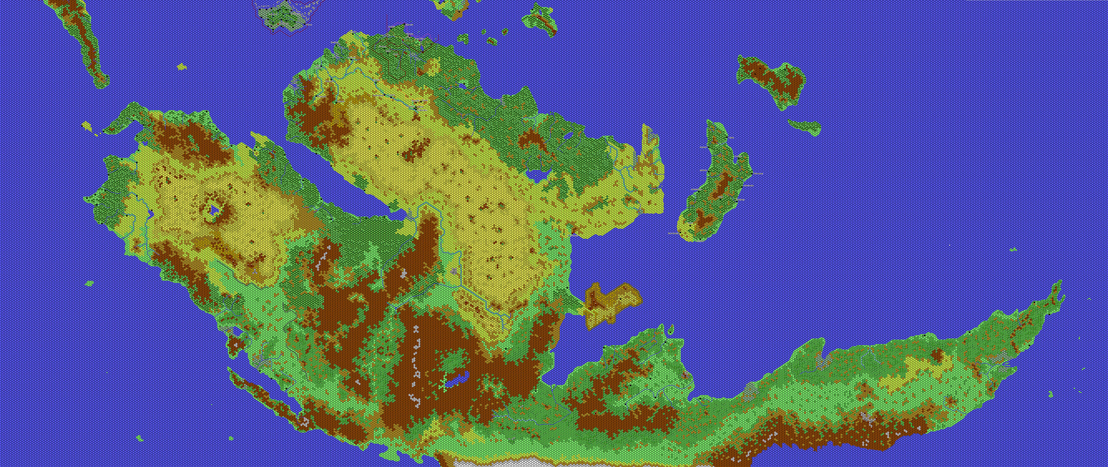 The Continent of Davania, 24 miles per hex by Thibault Sarlat, March 2003
