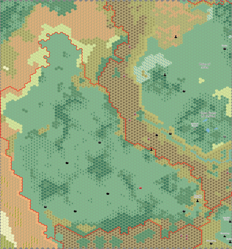 The Kingdom of Wendar, 8 miles per hex by Thibault Sarlat, July 2005