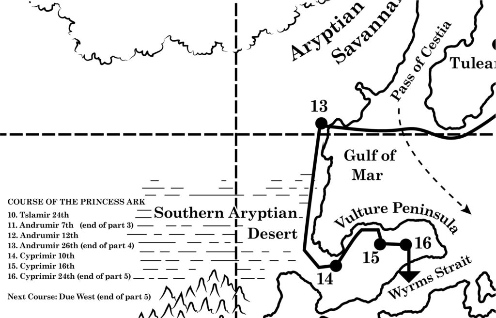 Replica of course map from Voyage of the Princess Ark Part 5, Dragon 157